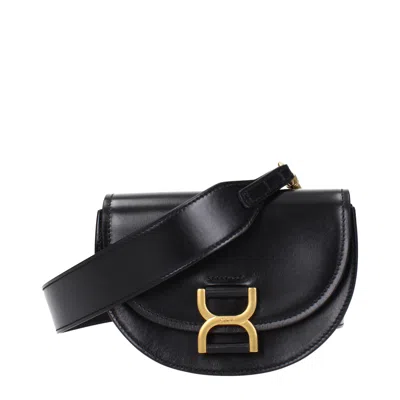 Chloé Marcie Mini Leather Shoulder Bag In Black