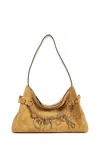 Chloé Suede Shoulder Bag With Chain And Buckle In Green