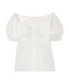 Chloé Balloon Sleeve Off The Shoulder Linen Voile Bustier Top In White