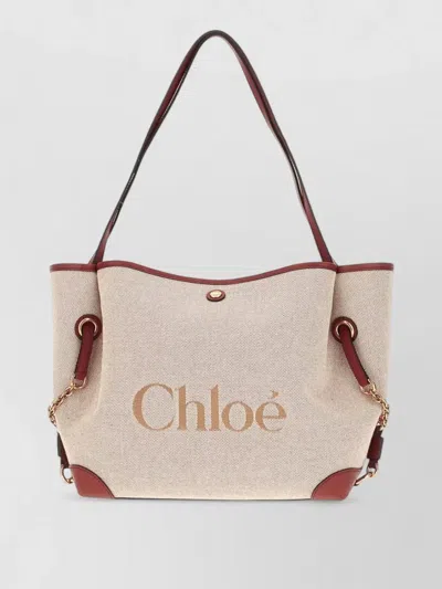 Chloé Clover Logo-print Calf Leather-trim Shoulder Bag In White