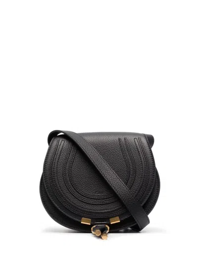 Chloé Marcie Small Saddle Crossbody Bag In Black