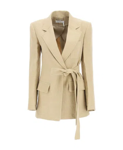 Chloé Side-tie Single-breasted Jacket In Nude