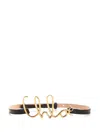 Chloé Small Iconic Logo Leather And Brass Belt In Black