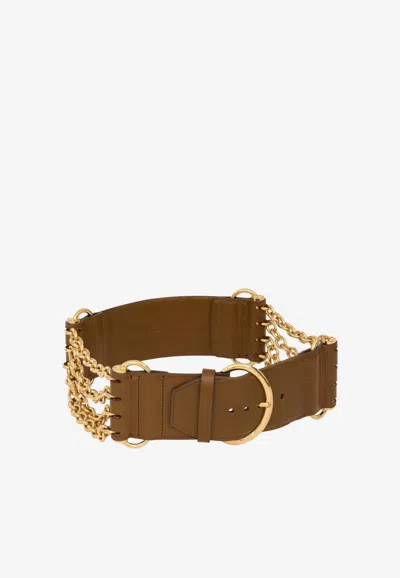 Chloé Signature Camera Chain Belt In Brown