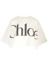 Chloé White Cropped T-shirt With Logo Lettering Print In Cotton Woman In White