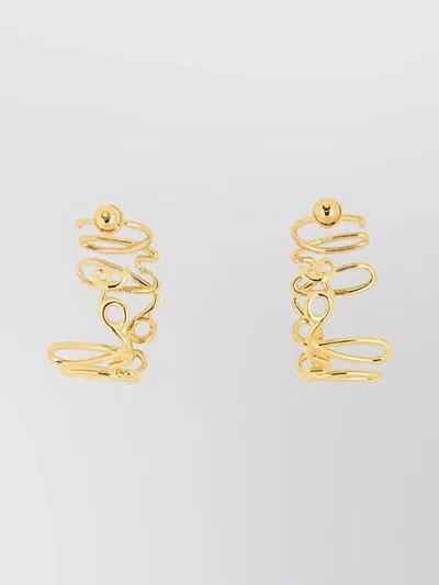 Chloé Signature Hoop Earrings Featuring Detailed Design In Gold