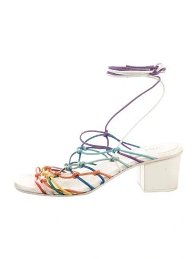 Pre-owned Chloé Signature Logo Leather Sandals In White