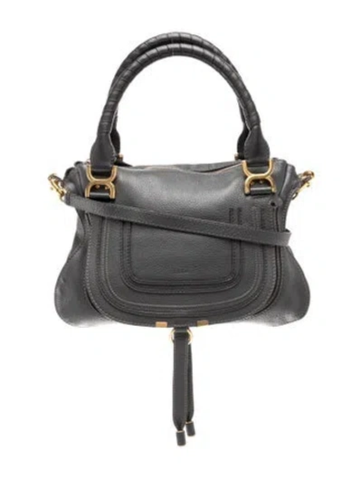 Pre-owned Chloé Signature Marcie Leather Tote Bag Small In Black