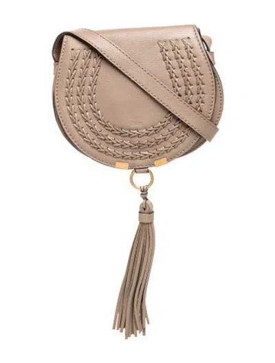 Pre-owned Chloé Signature Marcie Saddle Bag Small In Gray