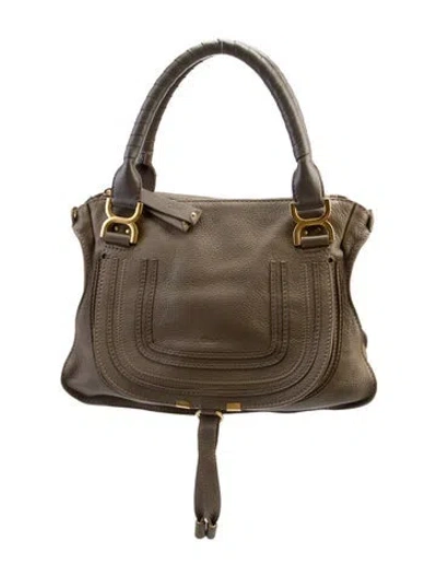 Pre-owned Chloé Signature Marcie Satchel Bag Large In Brown