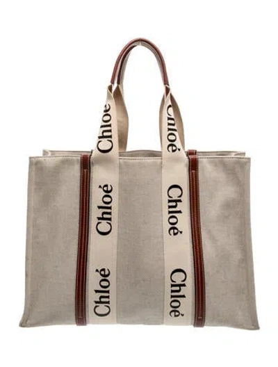 Pre-owned Chloé Signature Tote In Neutral