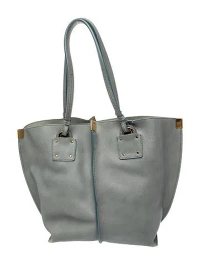Pre-owned Chloé Signature Vick Tote In Gray