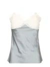 Chloé Silk An Lace Tank Top Tops Light Blue In Gray