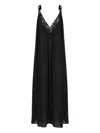 Chloé Lace-trimmed Organic Silk Charmeuse Maxi Dress In Black