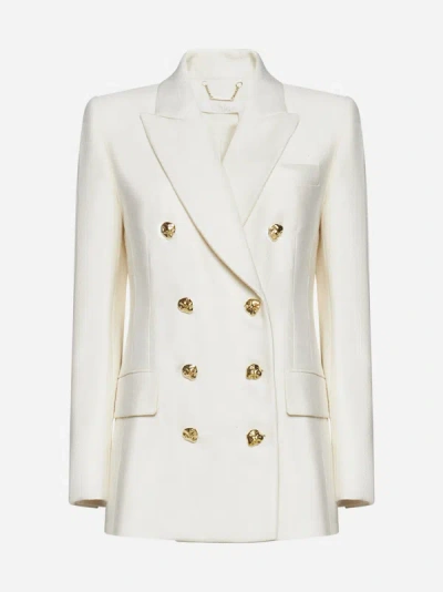 Chloé Silk And Wool Double-breasted Blazer In Coconut Milk
