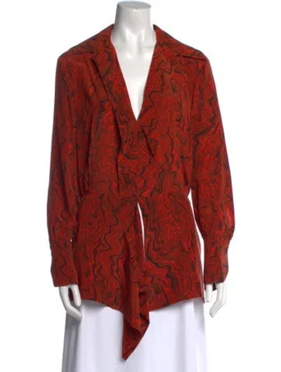 Pre-owned Chloé Silk Animal Print Blouse In Brown