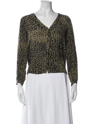 Pre-owned Chloé Silk Animal Print Blouse In Green