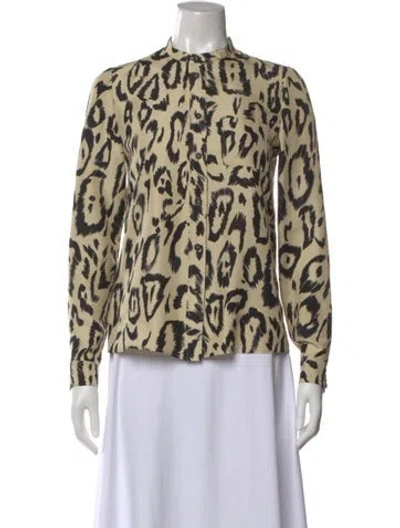 Pre-owned Chloé Silk Animal Print Button-up Top In Neutral