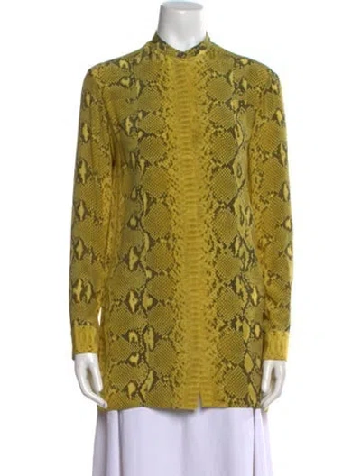 Pre-owned Chloé Silk Animal Print Tunic In Yellow