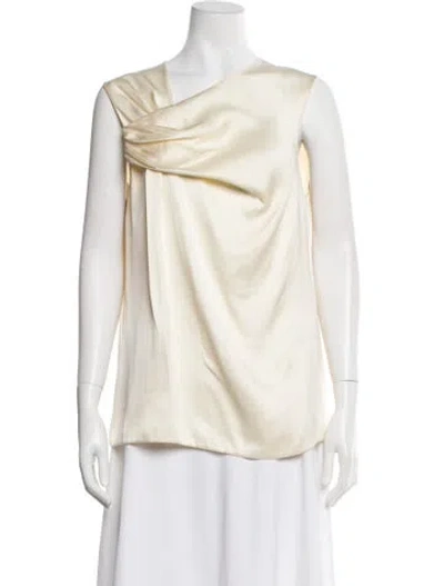 Pre-owned Chloé Silk Asymmetrical Top In Neutral