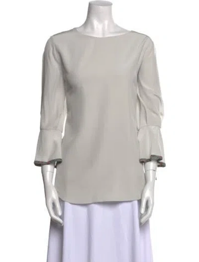 Pre-owned Chloé Silk Bateau Neckline Blouse In Gray