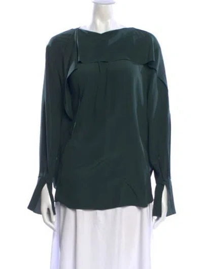 Pre-owned Chloé Silk Bateau Neckline Blouse In Green