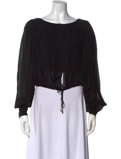 Pre-owned Chloé Silk Bateau Neckline Crop Top In Black