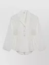 Chloé Silk Blend Blouse Collared Peplum Waist In White