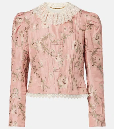 Chloé Silk-blend Taffeta Jacquard Jacket In Pink