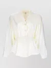 Chloé Silk Blend Blouse Collared Peplum Waist In Neutral