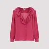 Chloé Ruffled Silk Blouse In Divine Red