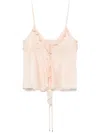 Chloé Flowy Silk Top With Ruffle And Tie In Neutrals