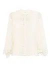 Chloé Fluid Blouse In Silk Georgette And Lace Clothing In White
