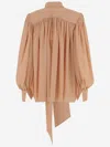 Chloé Silk Blouse With Bow At The Neck In Neutral