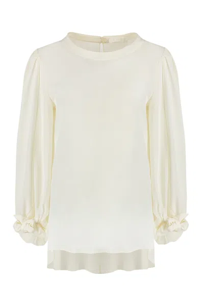 Chloé Silk Crepe De Chine Blouse In Ivory