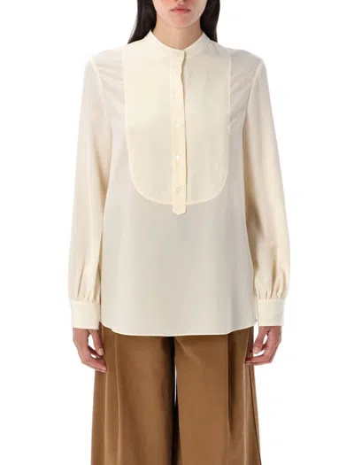 Chloé Silk Blouse With Round Neck In Neutral