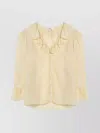 Chloé Silk Blouse With Ruffled Collar And Cuffs In Yellow