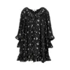 Chloé Floral Print Gathered Silk Mini Dress In Black