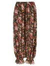 Chloé Fluid Pleated Floral Print Pants In Multicolor