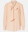 Chloé Scarf-neck Silk Georgette Blouse In Beige