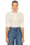 Chloé Polo Shirt With Lace Collar And Perforated Design In White