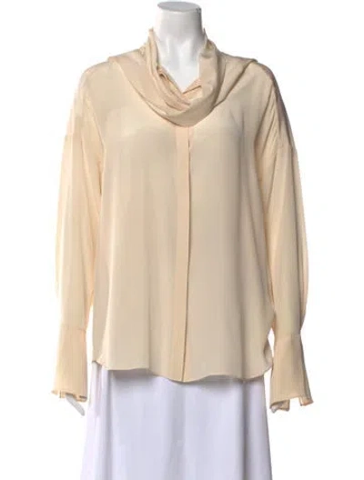 Pre-owned Chloé Silk Cowl Neck Blouse In Neutral