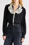 Chloé Blouse With Ruffles In Crepe De Chine And Lace Clothing In Black