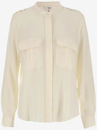 Chloé Silk Crepe De Chine Shirt In White