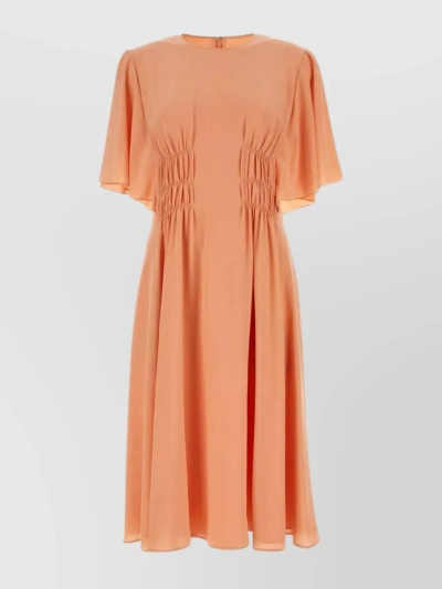 Chloé Silk Crepe Midi Dress With Cap Sleeves