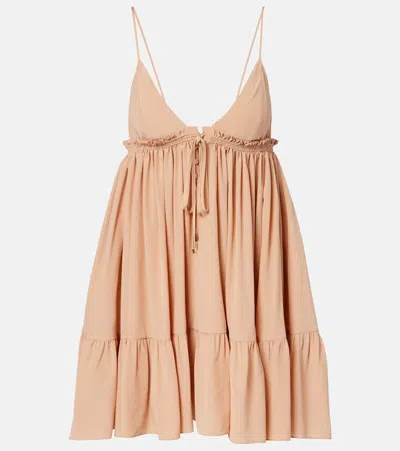 Chloé Silk Crêpe Minidress In Brown