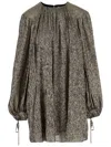 Chloé Balloon Sleeve Silk Blend Mini Dress In Gray