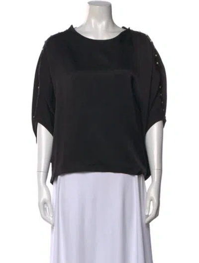 Pre-owned Chloé Silk Crew Neck Blouse In Black