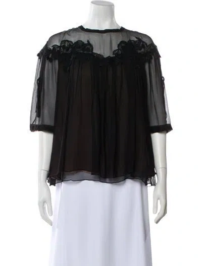 Pre-owned Chloé Silk Crew Neck Blouse In Black