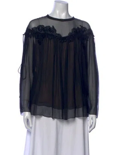 Pre-owned Chloé Silk Crew Neck Blouse In Black